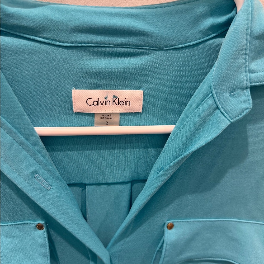 Calvin Klein Aqua Blouse - Picture 3 of 5